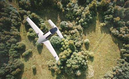 The Lilium Jet flying over a field
